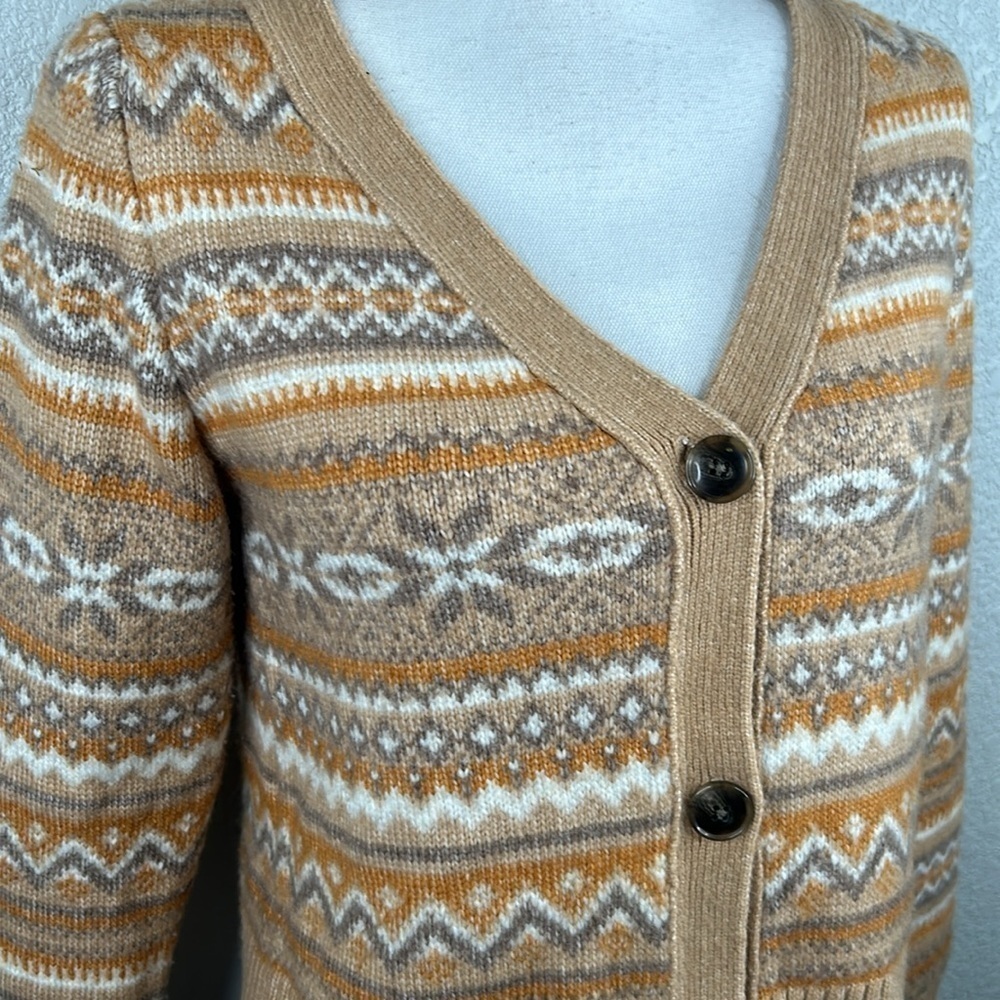 Jessica Simpson Fair Isle Super Soft Knit V-Neck Open Cardigan Sweater Size M - Picture 2 of 6